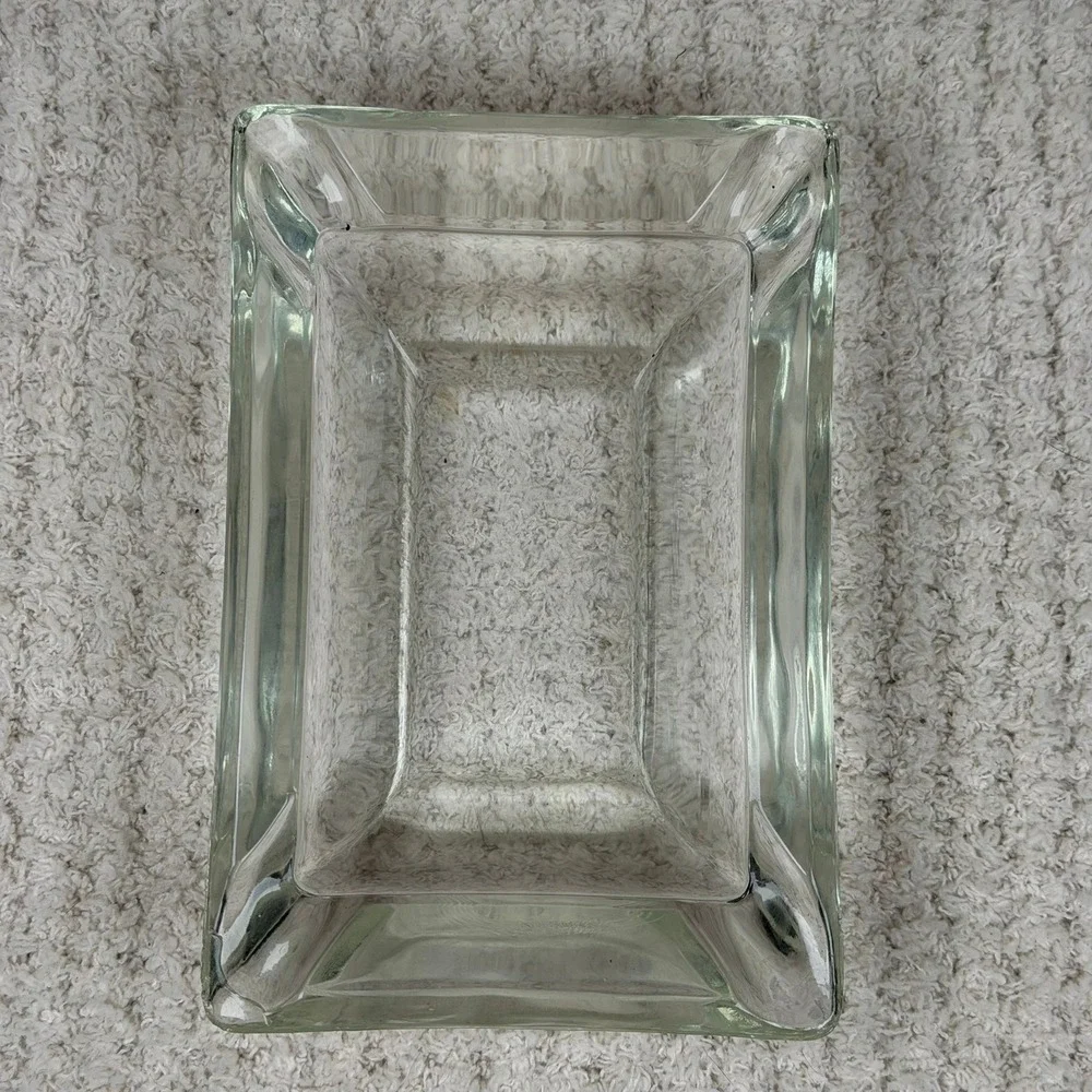 Clear Glass Ashtray Rectangular Dish Holder‎ Tray Vintage
